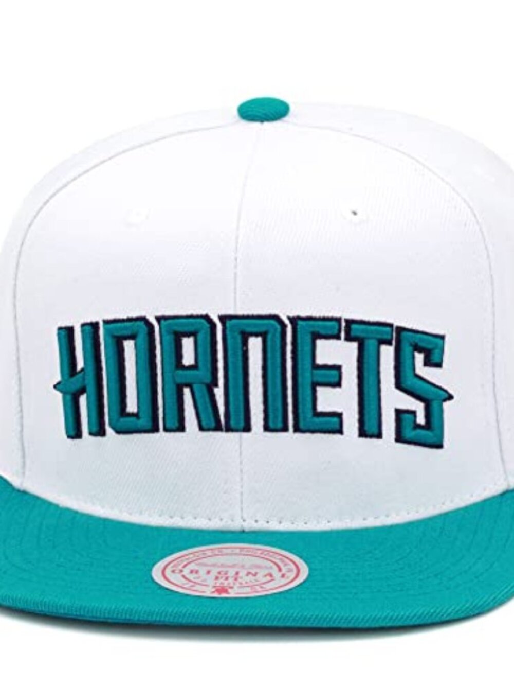 Mitchell & Ness Charlotte Hornets Core Basics Snapback Hat Adjustable Cap - Whit